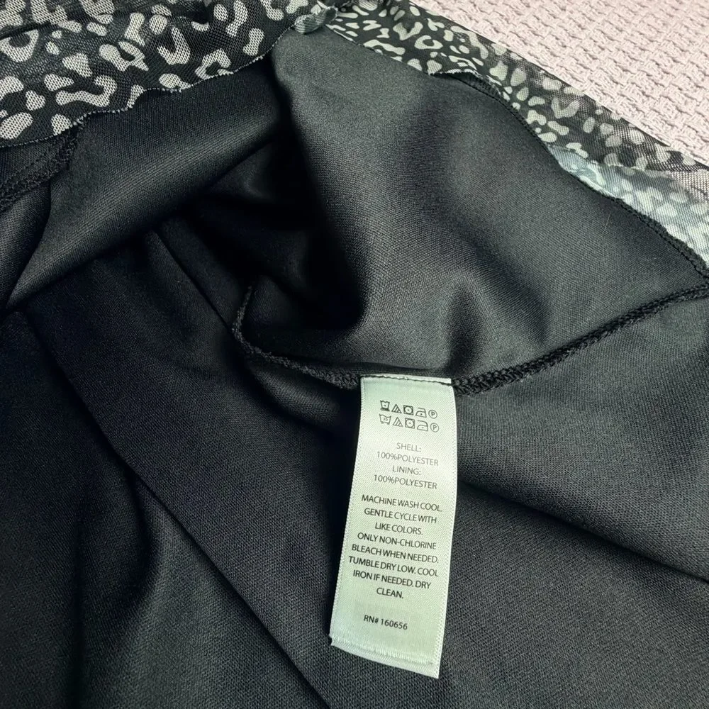 Sincerely Jules Leopard Print Midi Skirt Black Gray Elastic Waist Flowy Large